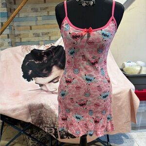 Dolls Kill Pink Graphic Heart Print Slip Dress